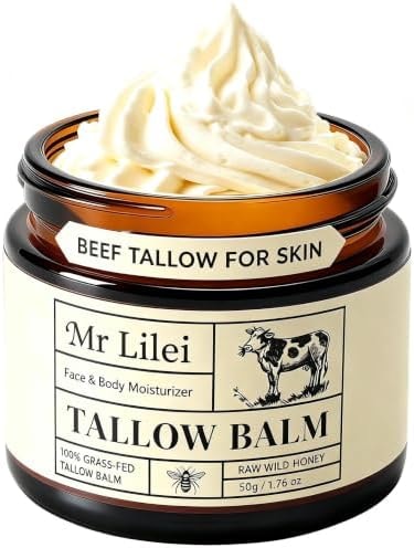 Beef Tallow for Skin, Beef Tallow and Honey Balm, Face & Body Moisturizer
