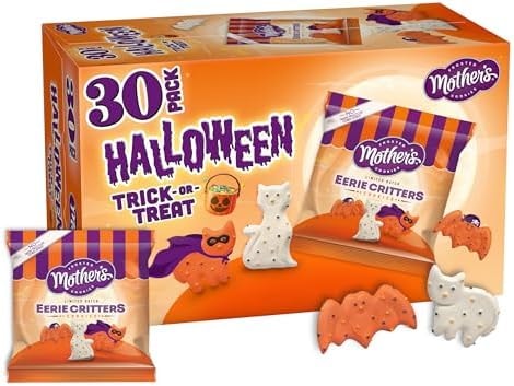 Mother’s Circus Halloween Animal Cookies, Snack Pack Halloween Treats for Kids, Individually Wrapped Halloween Cookies, Cats and Bats Frosted Animal Cookies with Sprinkles, 30ct Box