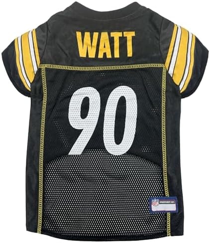 NFLPA TJ WATT PET Jersey, NFL Dog Shirt, Size Large, Pittsburgh Steelers Mesh Jersey for Dogs