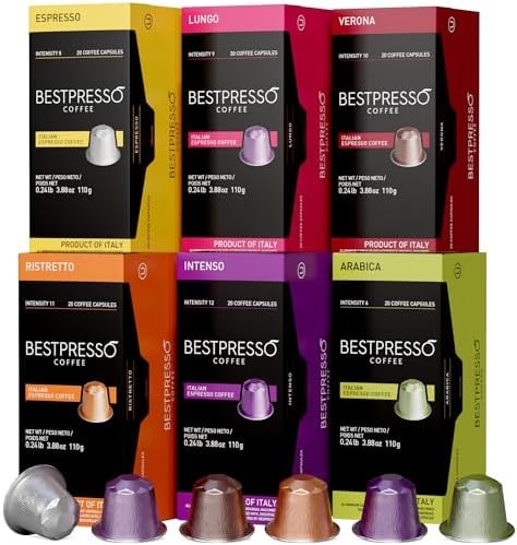 Bestpresso Coffee Pods For Nespresso Original Machines, Variety Pack 120