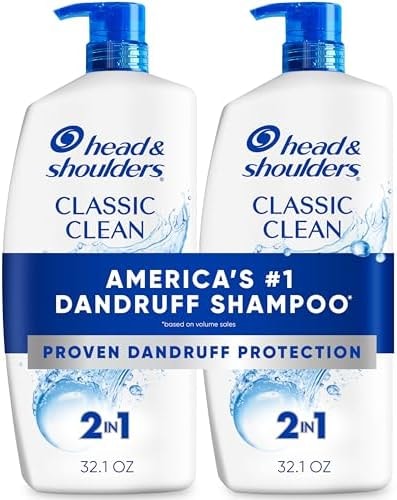 Head & Shoulders Classic Clean 2-in-1 Anti-Dandruff Shampoo and Conditioner Twin Pack, 72-Hour Protection, 1% Pyrithione Zinc, 32.1 fl oz Each