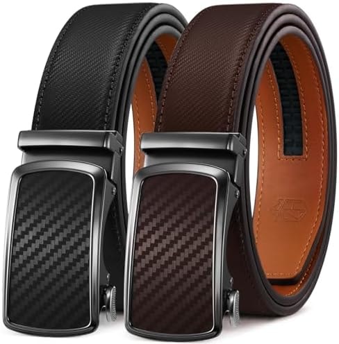 Zitahli Leather Ratchet Belt for Men - 2 Pack Mens belt,Customizable Fit
