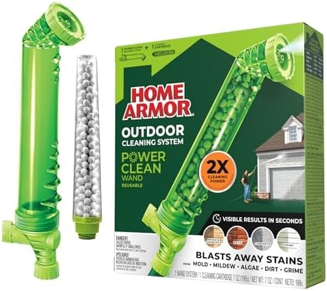 Home Armor Power Clean Wand, Outdoor Cleaning System, Blasts Away Stains from Mold, Mildew, Algae, Dirt and Grime for Visible Results in Minutes, No Scrubbing Required, Reusable