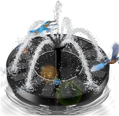 2.5W Solar Bird Bath Fountains– Upgraded Solar Pond Fountain with 6 Nozzles,Solar Fountain for Bird Bath, Pond, Garden Decor (Black)