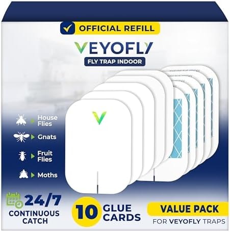 VEYOFLY Official Refill Fruit Fly Traps Indoor, Gnat Trap | 10-Pack