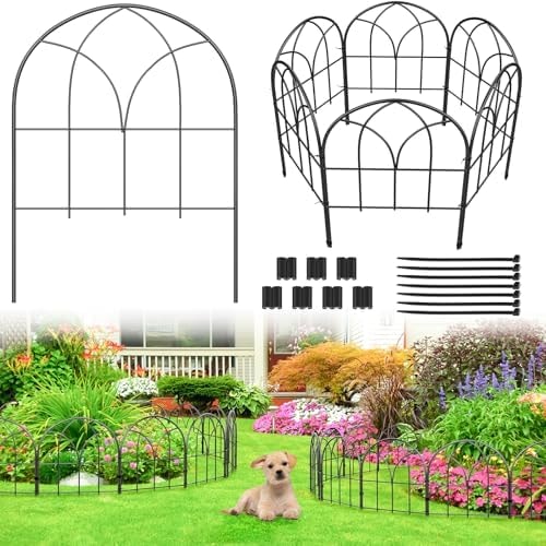 Youpehom Garden Fence 6 Pack, 16.5 in H x 6.3 ft L, Rustproof Matal No Dig