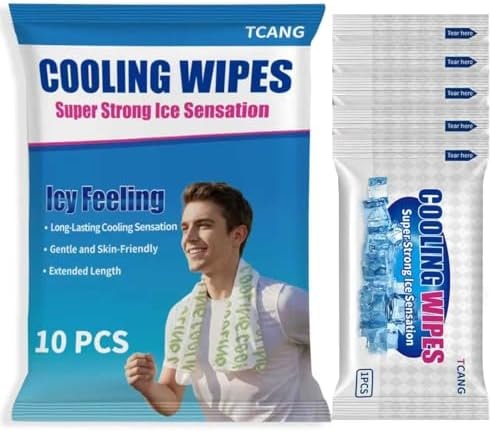 10 Pack Cooling Body Wipes, Alcohol-Free Cooling Towelettes Cooling Towel Alternative for Outdoor Sports, Camping, Hiking, Workout & Hot Weather(Green)