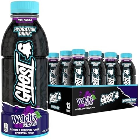 GHOST Hydration Drink, Zero Sugar, 12 Pack, Welch’s Grape - 16.9 Fl Oz