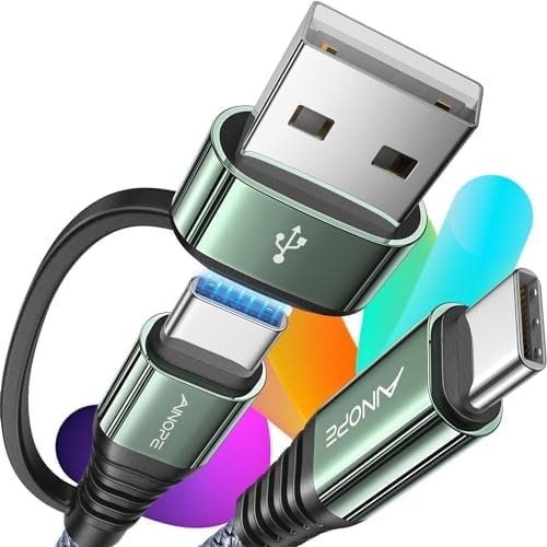 AINOPE USB C to USB C Cable, 1 FT USB C Cable Fast Charging with USB to USB C Adapter, 60W USB to USBC Cable for iPhone 17 Pro Max Air Type C Cable for iPhone 16/15/14/13/12, Grey