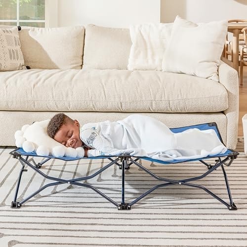 Regalo My Cot® Portable Toddler Bed, Foldable Kids Travel Bed & Camping Cot, Lightweight Sleeping Cot for Toddlers, Indoor/Outdoor, 46.5” x 24.5” x 9”, Royal Blue
