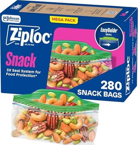 Ziploc Snack Bags, Food Storage, Easy Open & Close, 280 Count