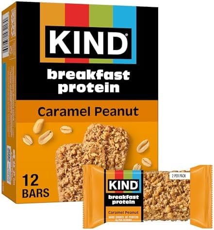 KIND Breakfast Protein Bars, Caramel Peanut, 8g Protein, Gluten Free, 6 ct