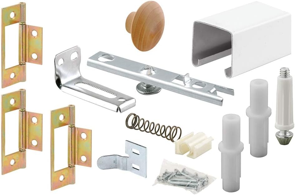 Prime-Line 164686 Bi-Fold Closet Door Track Kit, Fits 36 In. Openings, Roll-Formed Steel Track, Painted White Finish (2 Panel Kit)