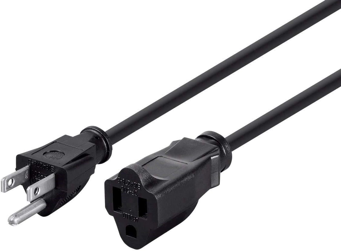 Monoprice Extension Cord - NEMA 5-15P to NEMA 5-15R, 15 Amp, 1875 Watt, 3-Prong, 14AWG, 10 Feet, Black