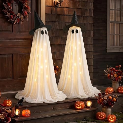 HalloweenLightUpGhostDecor2Pack-63INWitchHatOutdoorPorchDecor
