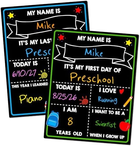 First Day of School Chalkboard, 14 x 11 in Paper Preschool Signs for Kids
