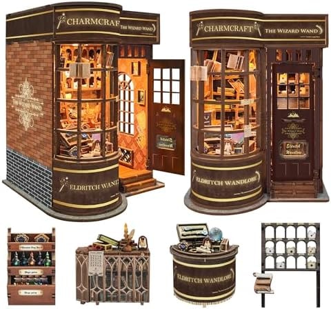IBOHEYE DIY Book Nook Kit Magic Miniature Dollhouse kit 3D Wooden Puzzle