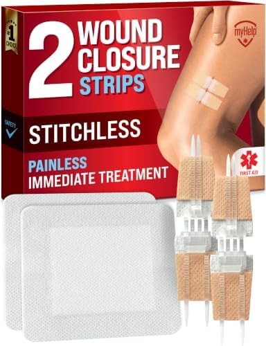 Emergency Wound Closure Strips - 2pk - Laceration Closure Kit - Stitchless & Easy to Use - Butterfly Bandages