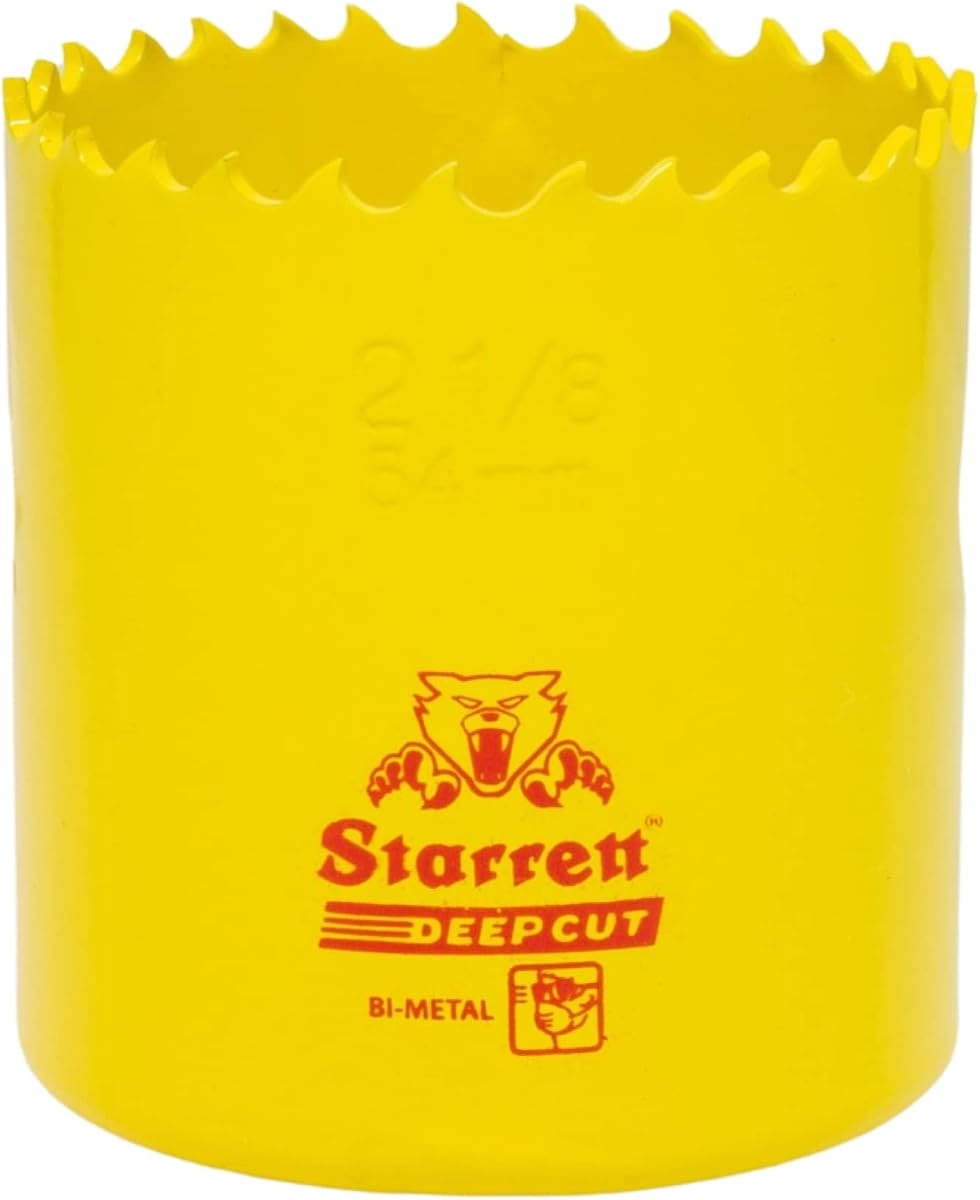 Starrett Deep Cut Hole Saw - DCH0218 Heavy Duty Bi-Metal with Extra Cobalt HSS Teeth - for Metals Wood Cast Iron Fibreglass Plastic Materials - 54mm