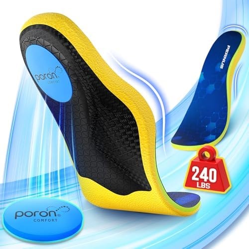 240+lbs Plantar Fasciitis Relief Insoles Men PORON Shoe Inserts for Women