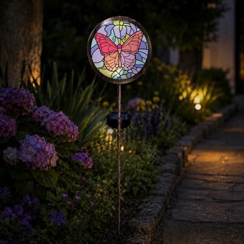 anyperfect Solar Garden Lights Outdoor Waterproof Butterfly Stake 2Pack