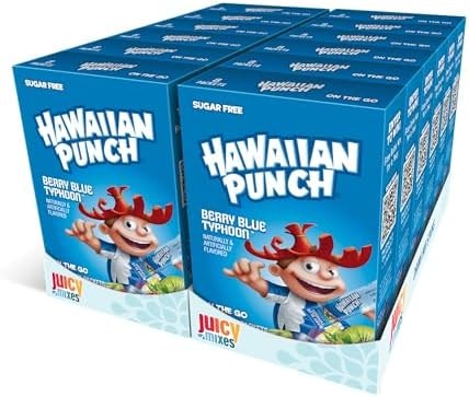 Hawaiian Punch Powder Drink Mix – Sugar Free & Delicious, Excellent source of Vitamin C (Berry Blue Typhoon, 96 Sticks)