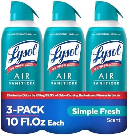 Lysol Air Sanitizer Spray, Air Freshener Alternative, Simple Fresh 3-Pk