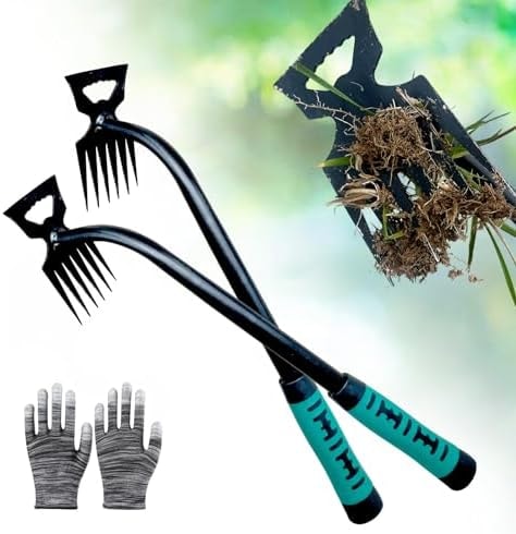 Weed Puller Tool-2Pcs Gardening Hand Weeder Tools, 2026 New Weeding Artifact Uprooting Weeding Tool, Manganese Steel Weed Removal TooL, 6 Teethes Dual Purpose Manual Weed Pulling Tool for Yard Gardenl