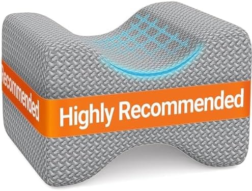 BlissTrends Memory Foam Knee Pillow, Knee Pillow for Side Sleepers, Leg Pillows for Sleeping Blood Circulation, Elevation Pillow for Spine Aligning, Sciatica, Back, Hip, Knee, Ankle Pain, Grey