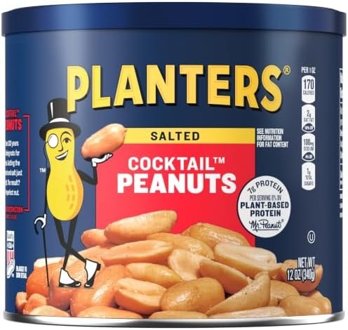 PLANTERS Salted Peanuts, Plant Based Protein Snacks, 12 Oz (1 Ct)