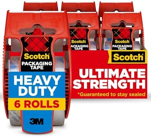 Scotch Heavy Duty Shipping Packing Tape, Clear, 1.88 in. x 22.2 yd.