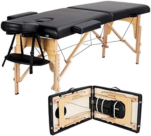 Yaheetech 84x24in Portable Massage Table Folding Adjustable Lash Bed, Black