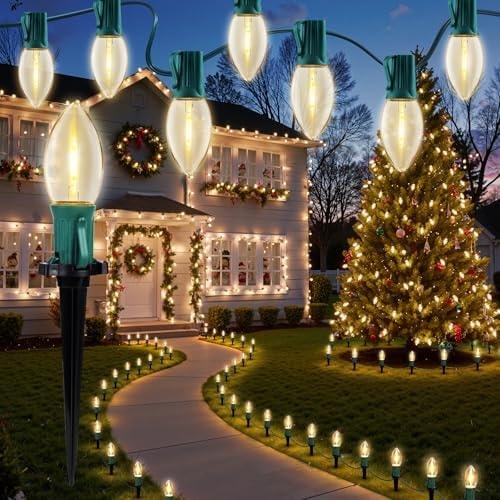 C9 Christmas Decorations Outdoor, 26 Feet 20 LED Christmas Pathway Lights