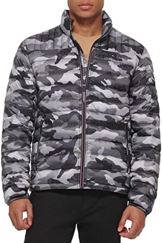 Tommy Hilfiger Men's Ultra Loft Lightweight Packable Puffer Jacket (Standard and Big & Tall), Grey Camo, 3X-Large
