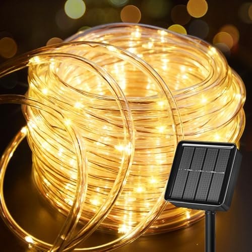 Brightown 39FT 100LED Solar Rope Lights Outdoor Waterproof, Warm White