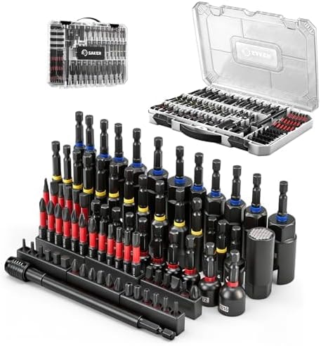 Saker 80-Piece Magnetic Impact Nut Driver Set, SAE & Metric Driver Bit Set, Socket Adapters, Bit Holder, Wing Nut Driver, Universal Sockets, Quick Release Extension, Power Bits with Storage Box