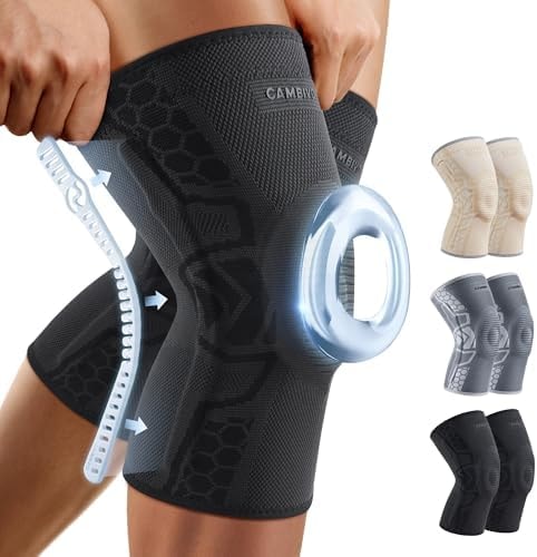 CAMBIVO 2-Pack Knee Brace for Men & Women, Compression Sleeve with Gel Pad