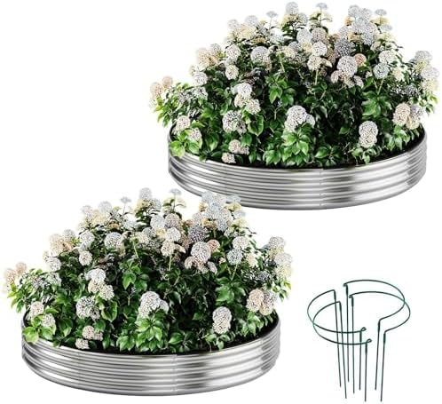 ZFHgarden Galvanized Metal Planter Raised Garden Bed Kit for Gardening Outdoor Garden Box Raised Flower Bed 2PC Metal 2X2X1FT