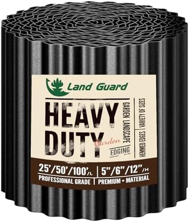 Land Guard Corrugated Garden Edging Border, 6"×50' Landscape Paver Edging, Tall Landscape Edging, Fence for Garden, Flower Bed, Lawn and Landscape Edging (Black)