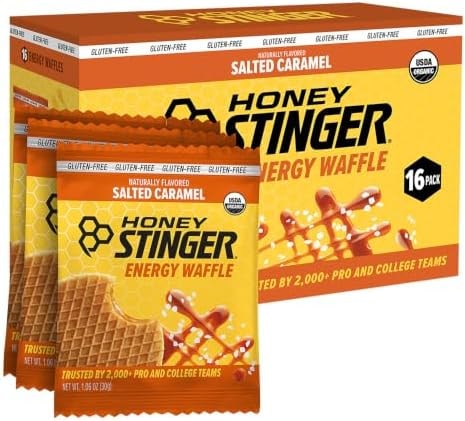 Honey Stinger Organic Gluten Free Salted Caramel Waffle, Energy Stroopwafel for Exercise, Endurance and Performance, Sports Nutrition for Home & Gym, Pre & Post Workout, 16.96 Ounces (Pack of 16)