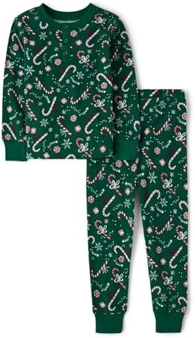 Gymboree,Toddler Christmas Cotton 2-Piece Pajama Sets, Big Kid, Toddler, Baby Gymmie,Green Candy Cane,14
