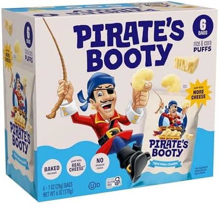 PIRATE'S BOOTY Aged White Cheddar Baked Cheese Puffs, 1 oz (6 Count)