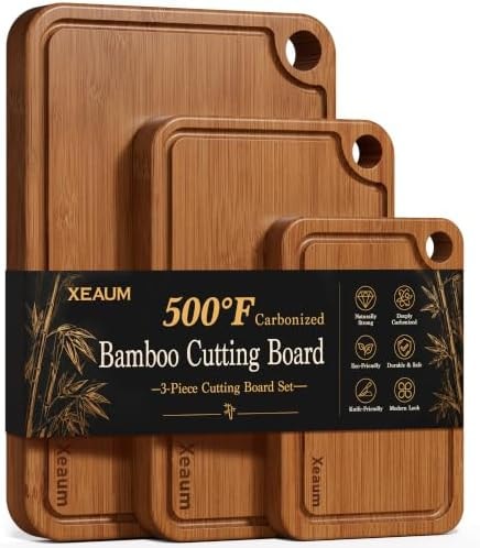 Bamboo Cutting Board 3-Piece Wooden Chopping Mats for kitchen