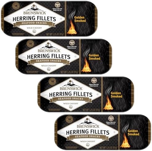 Brunswick Golden Smoked Herring Fillets, 3.25 oz (Pack of 4)