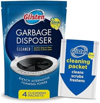 Glisten Garbage Disposer Cleaner, Lemon Scent Odor Eliminator, 4 Packets