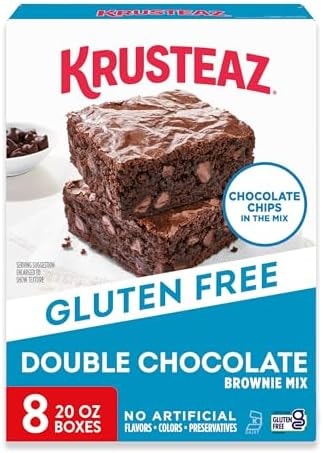 Krusteaz Gluten Free Double Chocolate Brownie Mix, Includes Chocolate Chips, Certified GF, Gluten Free Baking Mix, 20-ounce Boxes (Pack of 8)