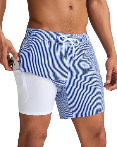 maamgic Mens Swim Trunks with Compression Liner 5 Inch Quick Dry for Beach