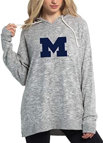 chicka-d NCAA Michigan Wolverines Womens Cozy Fleece Tunic, Heather Grey, Small