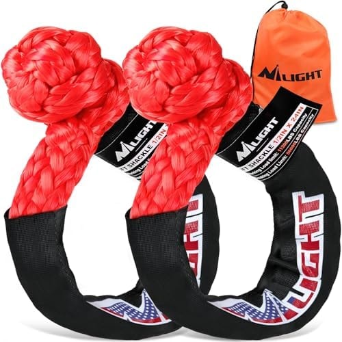 Nilight 2PCS Synthetic Soft Shackles 1/2" x 24" with Extra Sleeves