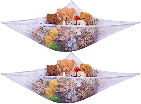 Handy Laundry Stuffed Animal Organizer Net 2 Pack, Corner Toy Hammock
